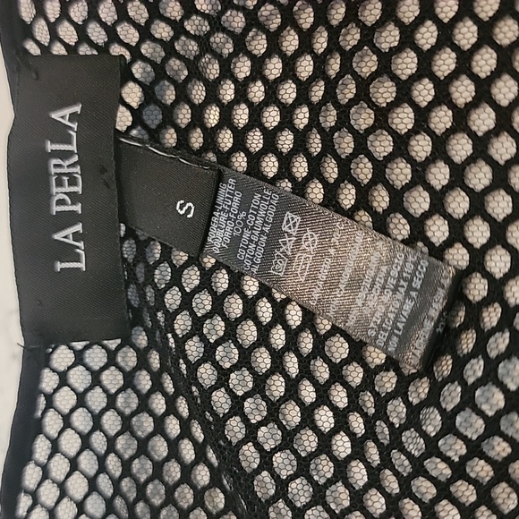 La Perla double split goth fishnet sheer  bodice long slip gown size small - Picture 9 of 13